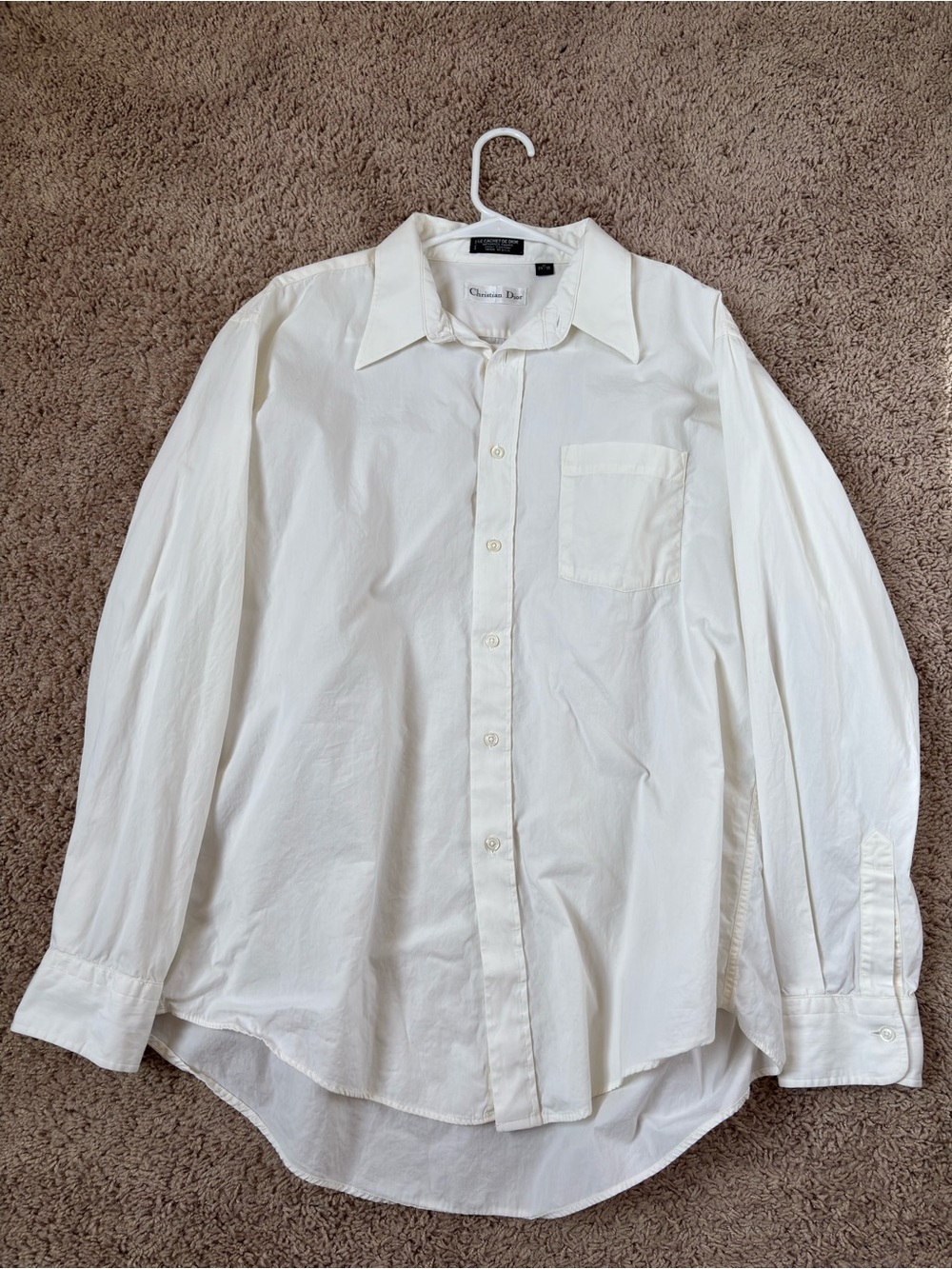 Dior Men's White Long-Sleeve Dress Shirt